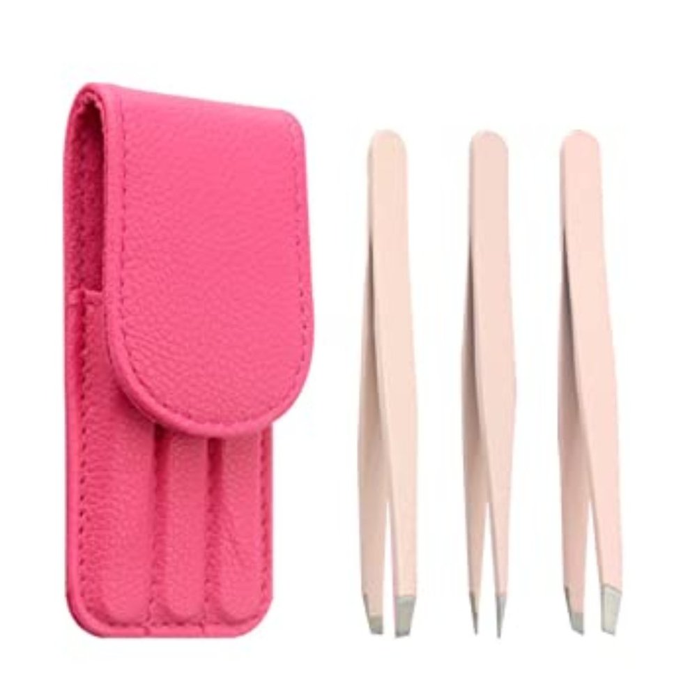 Travel Eyes brow Tweezers with Leather Case
